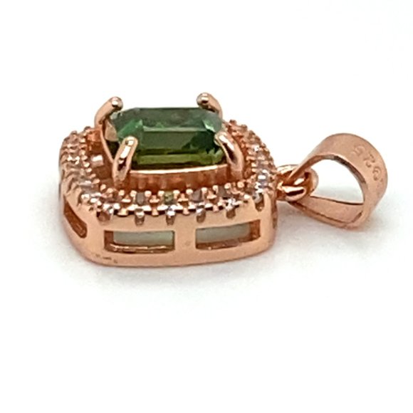 Mint Tourmaline .80ct Rose Gold Finish Solid 925 Sterling Silver Pendant - Picture 6 of 7